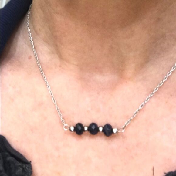 Sapphire and sterling silver necklace, NWT, 17” - Picture 1 of 3